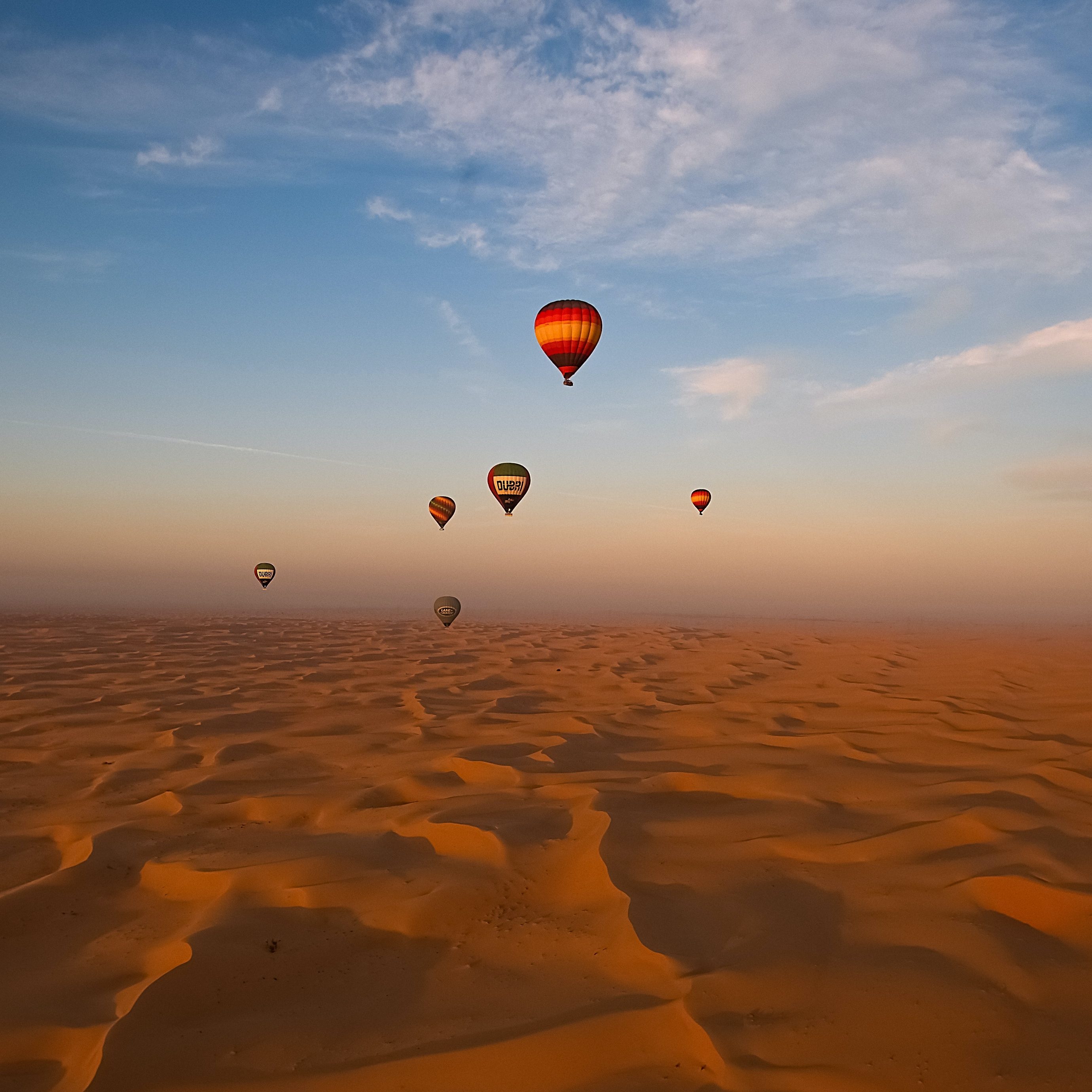 Hot air Balloon flight with sunrise in the Desert.