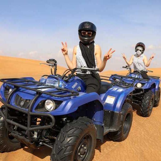 Desert Safari VIP Tour with Quad bike ride. Drive 30 minutes quad bike ride during the VIP desert safari tour in a designated desert area.